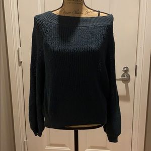 Zara hunter green wide neck sweater size small